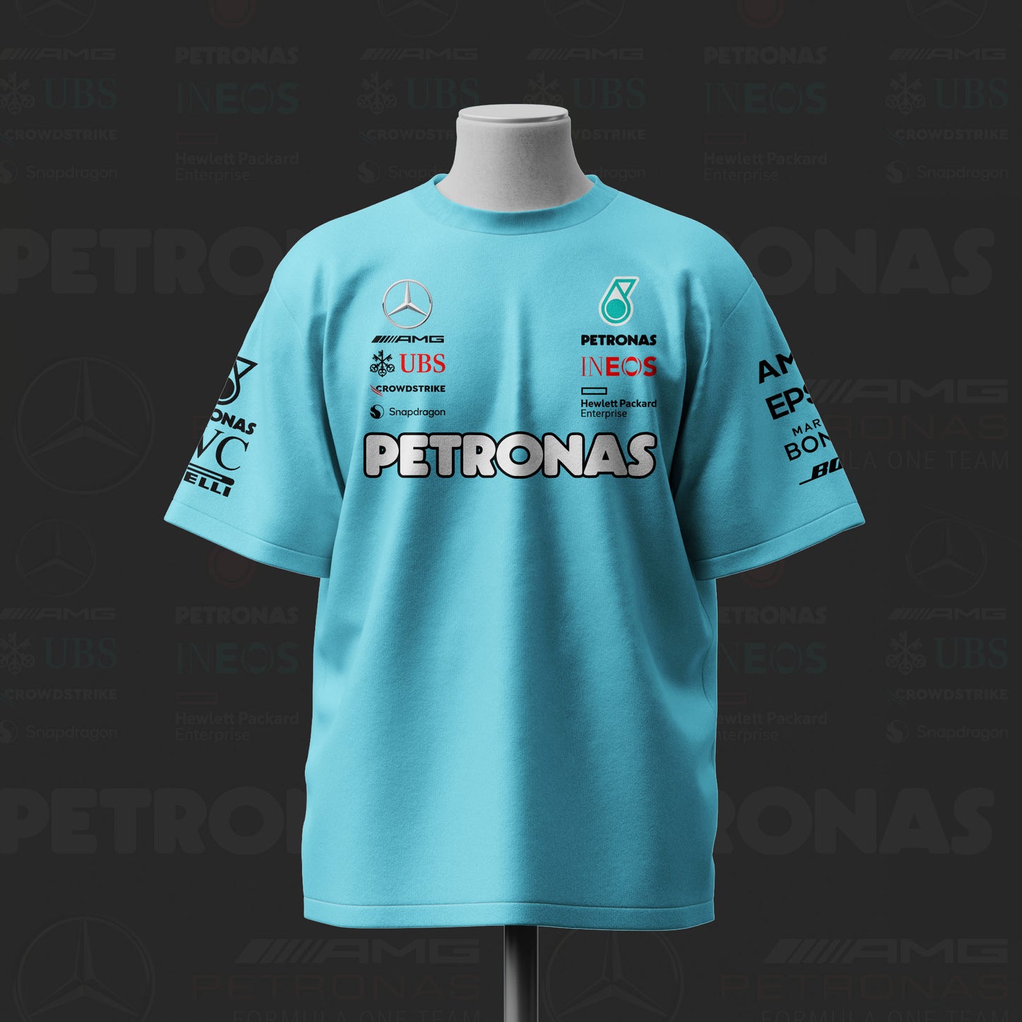 Lewis Mercedes AMG Edition Inspired Oversize light blue Cotton T-shirt