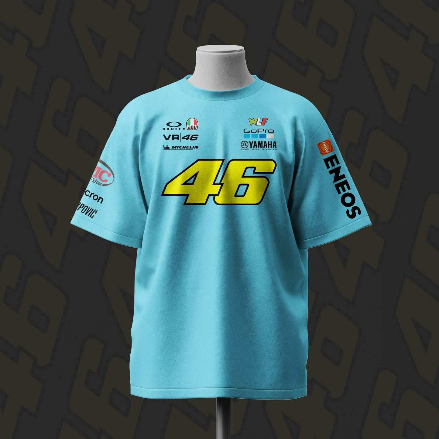 VR 46 Moto GP Inspired Oversize light blue Cotton T-shirt