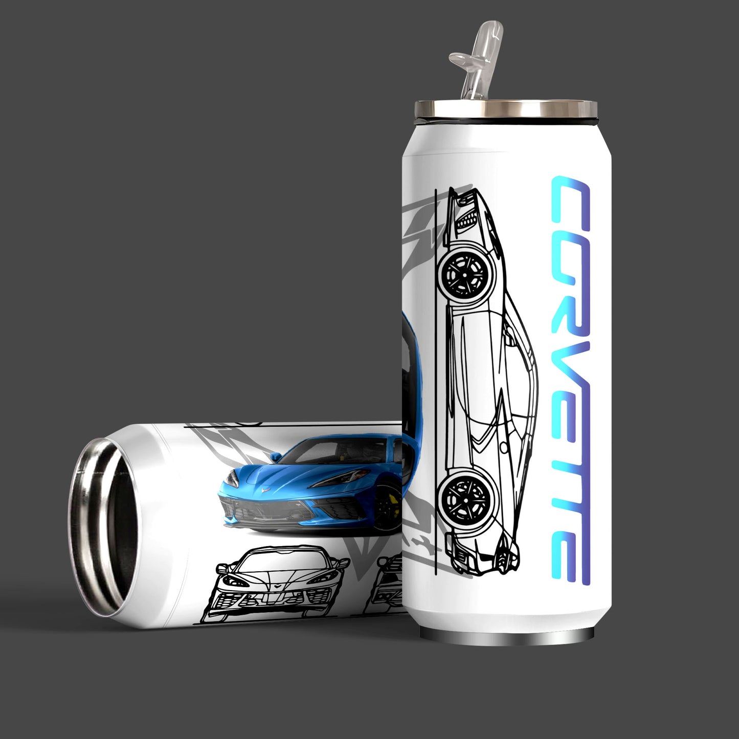 Corvette C8 Art Inspired Sipper Can