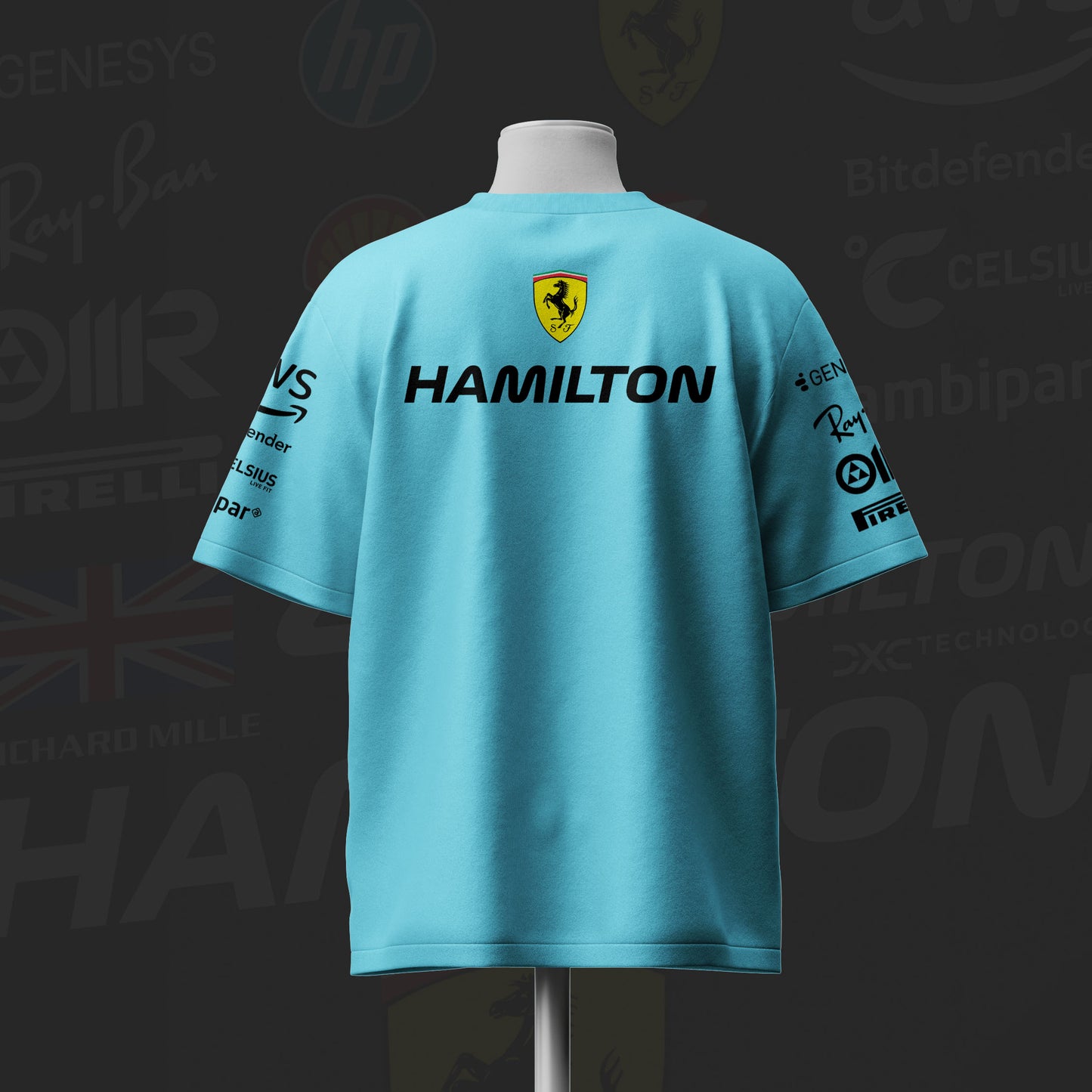 Lewis Hamilton 44 Edition Inspired Oversize light blue Cotton T-shirt