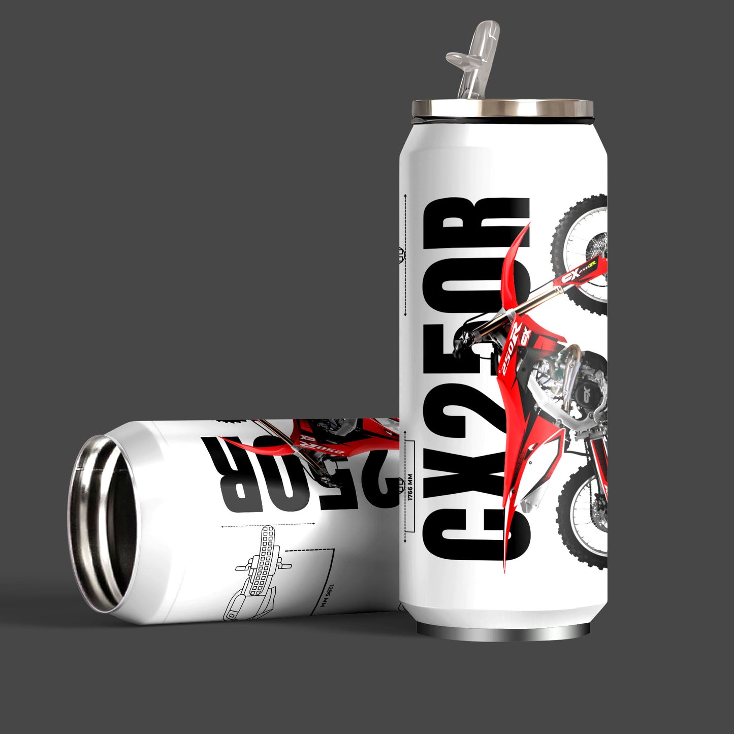 CX 250R Dirt Bike Inspired Art Sipper Can