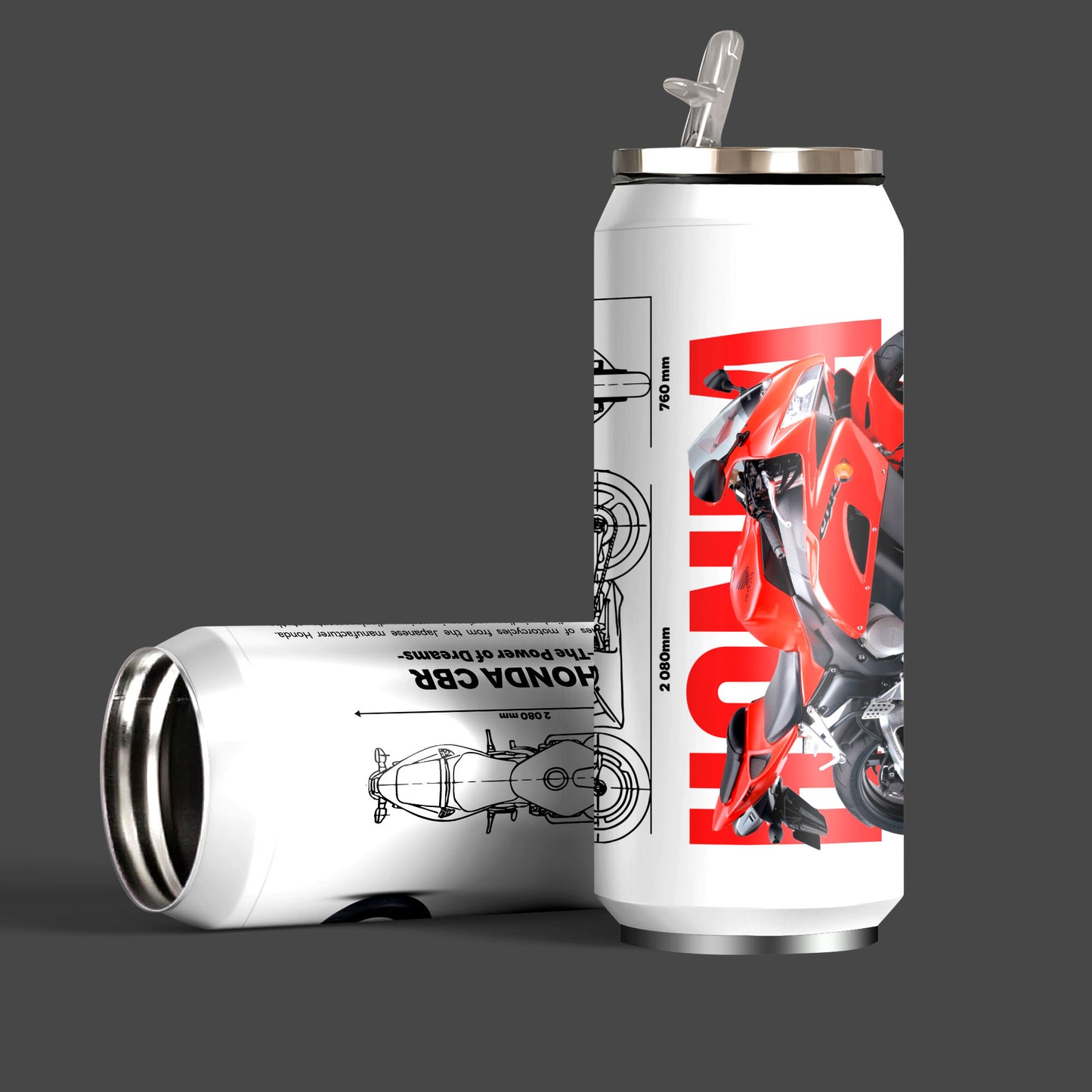 Honda CBR 5.0 Red & Black Inspired Art Sipper Can