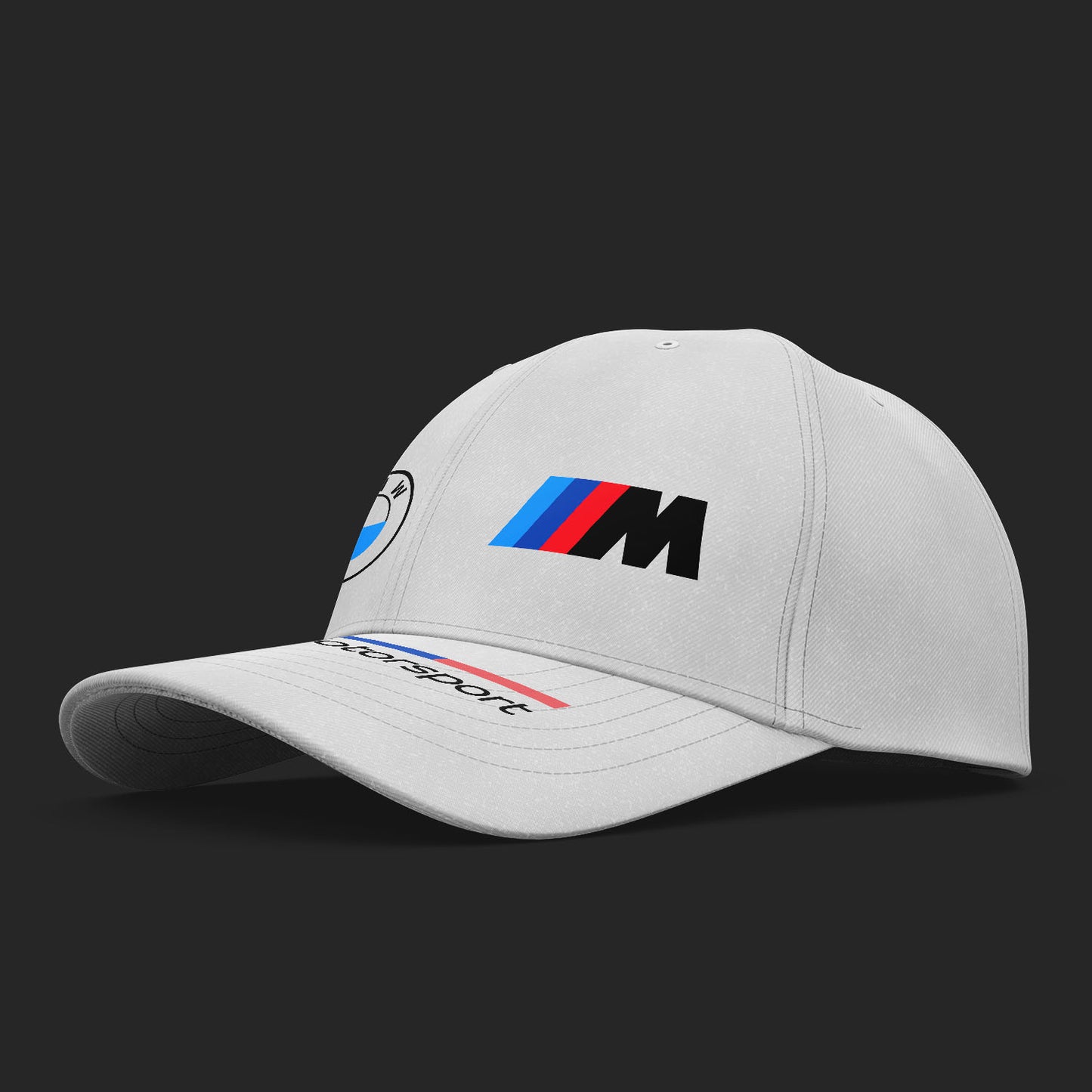 BMW Motorsport inspired 6 Panel White Cap