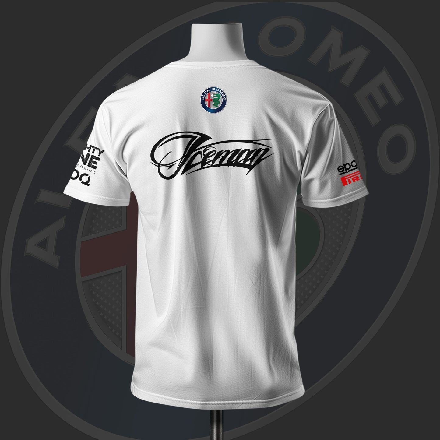 Kimi Räikkönen Alfa Romeo F1 Racing Team Inspired White Cotton T-shirt