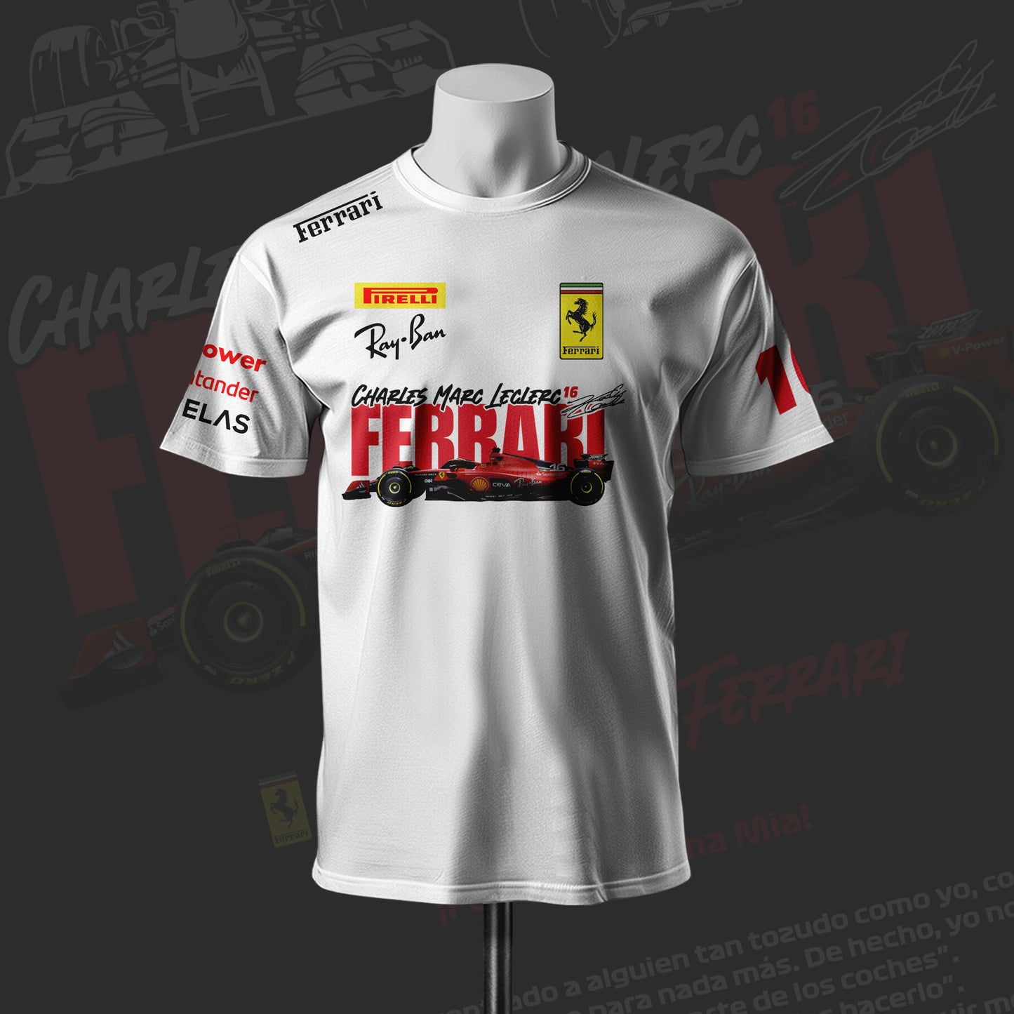 Scuderia Red Inspired F1 Art White Cotton T-shirt