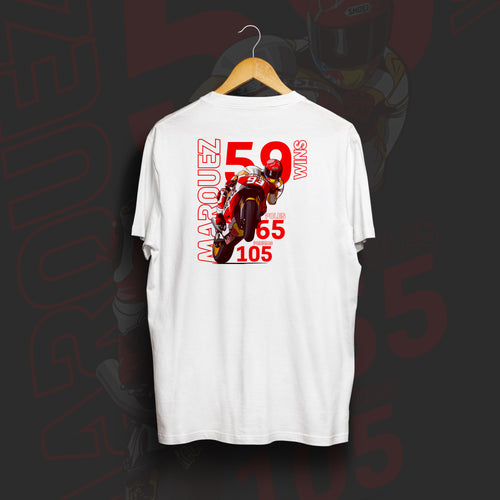 Marc Marquez Winning Art White Cotton T-Shirt