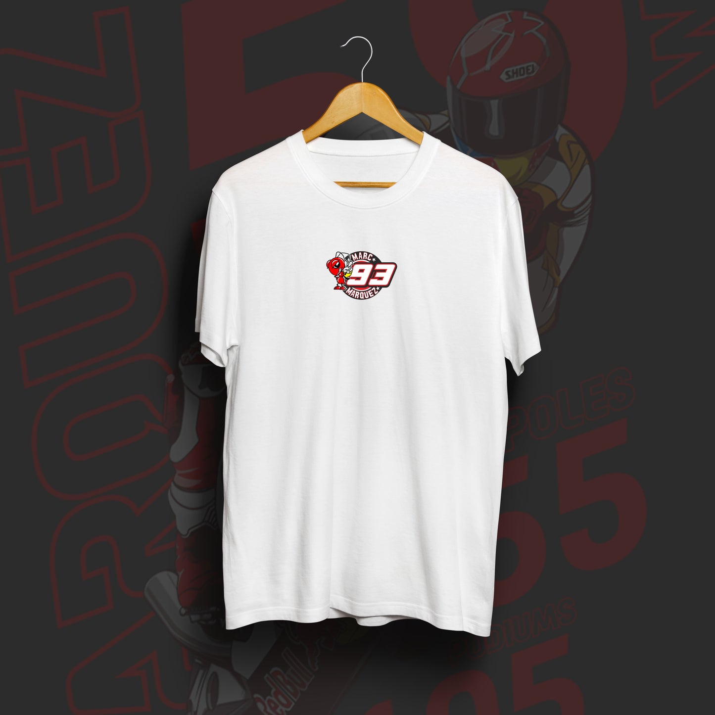 Marc Marquez Winning Art White Cotton T-Shirt
