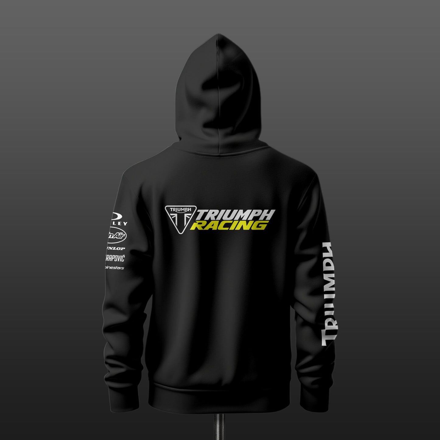 Triumph Racing Inspired Black Drop Shoulder Hoodie