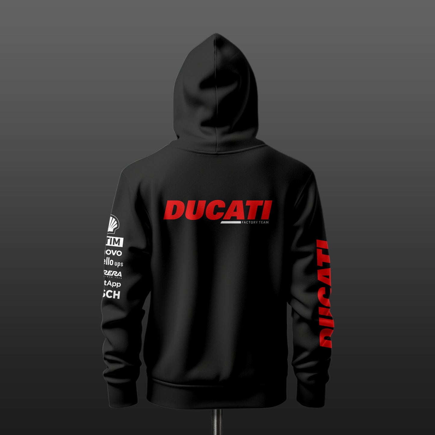 Ducati factory Racing Inspired Black Drop Shoulder Hoodie