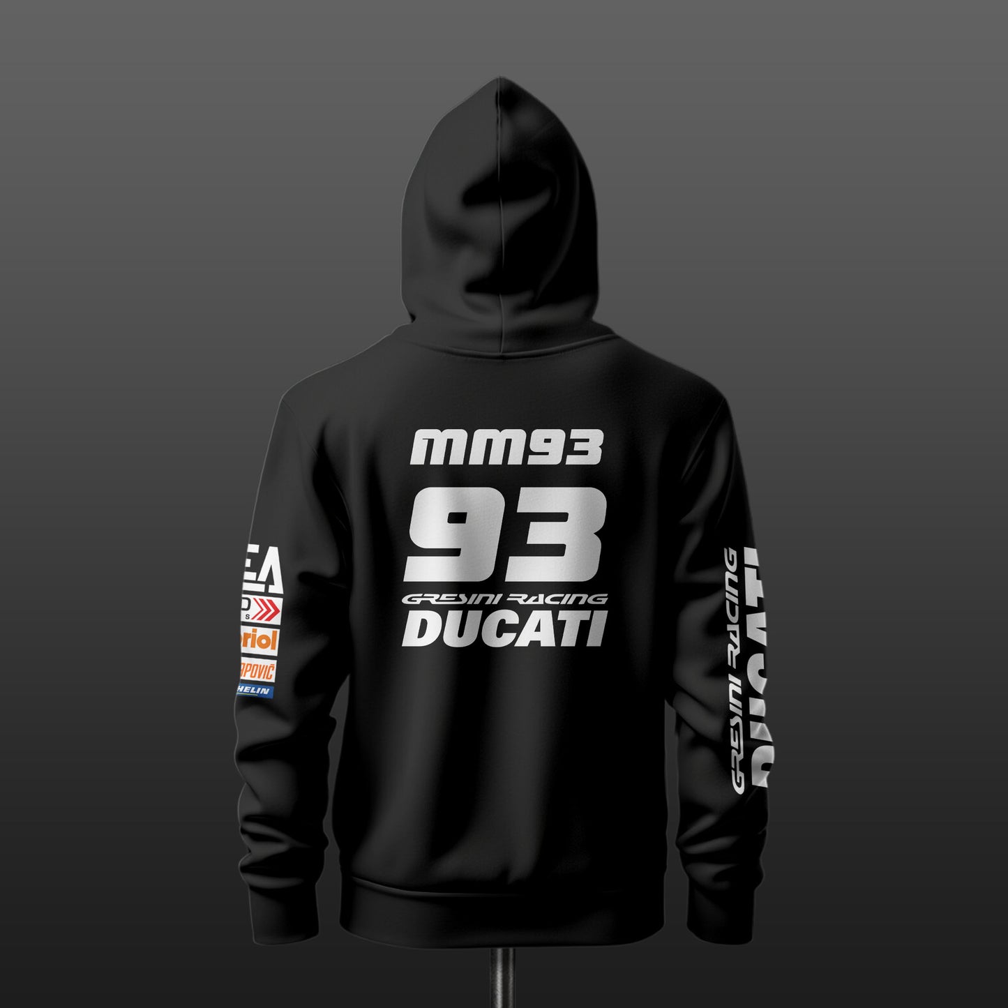 Ducati Gresini Racing Inspired Black Drop Shoulder Hoodie