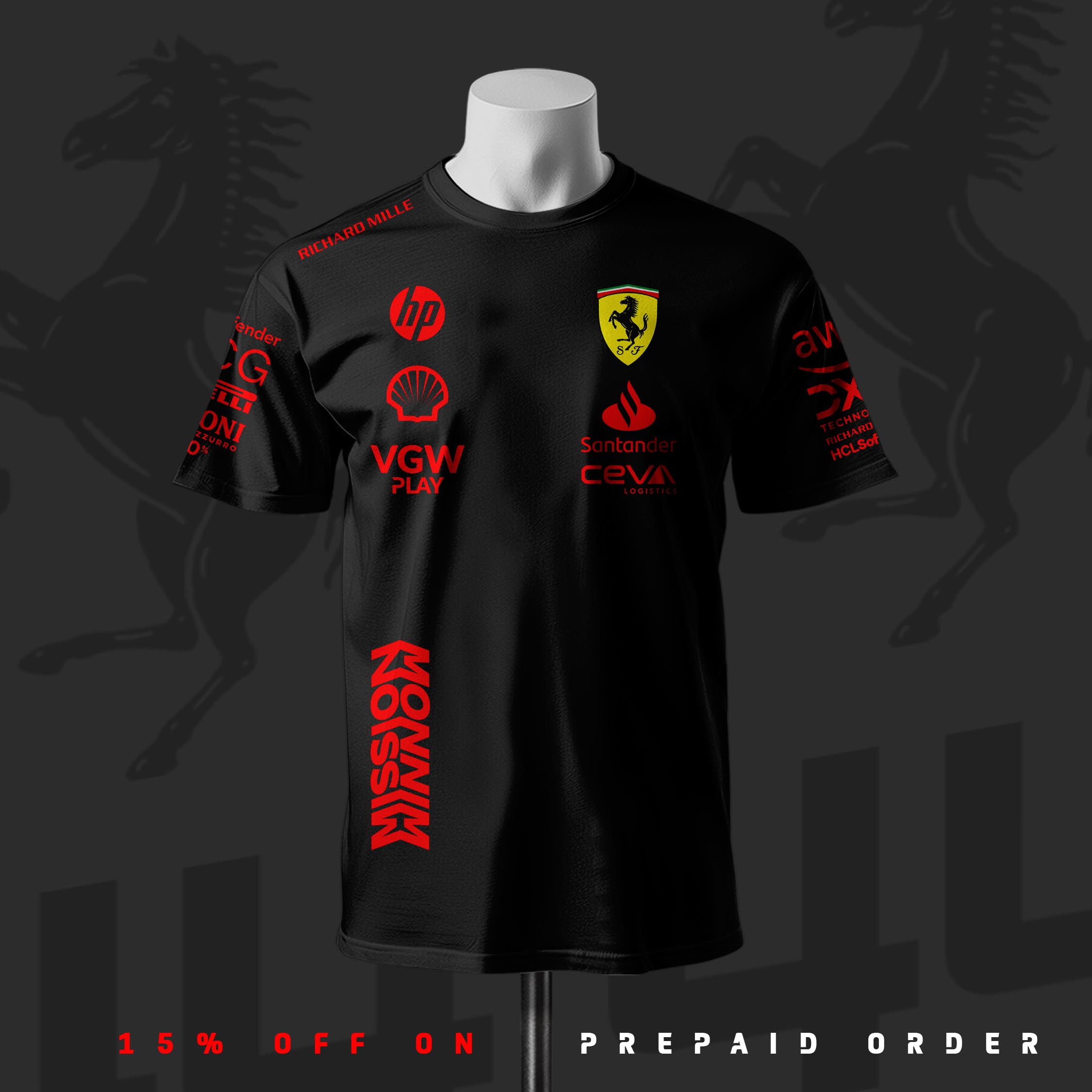 Legend's Classic New F1 Racing Team Edition Black Cotton T-shirt 2.0