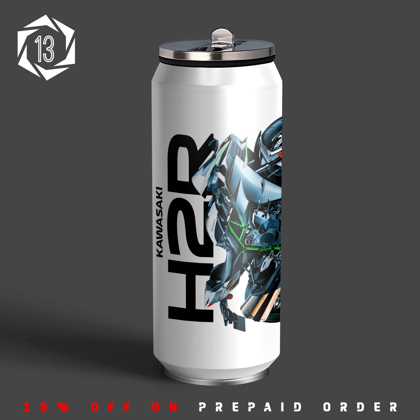 Kawasaki H2R Inspired Art Sipper Can