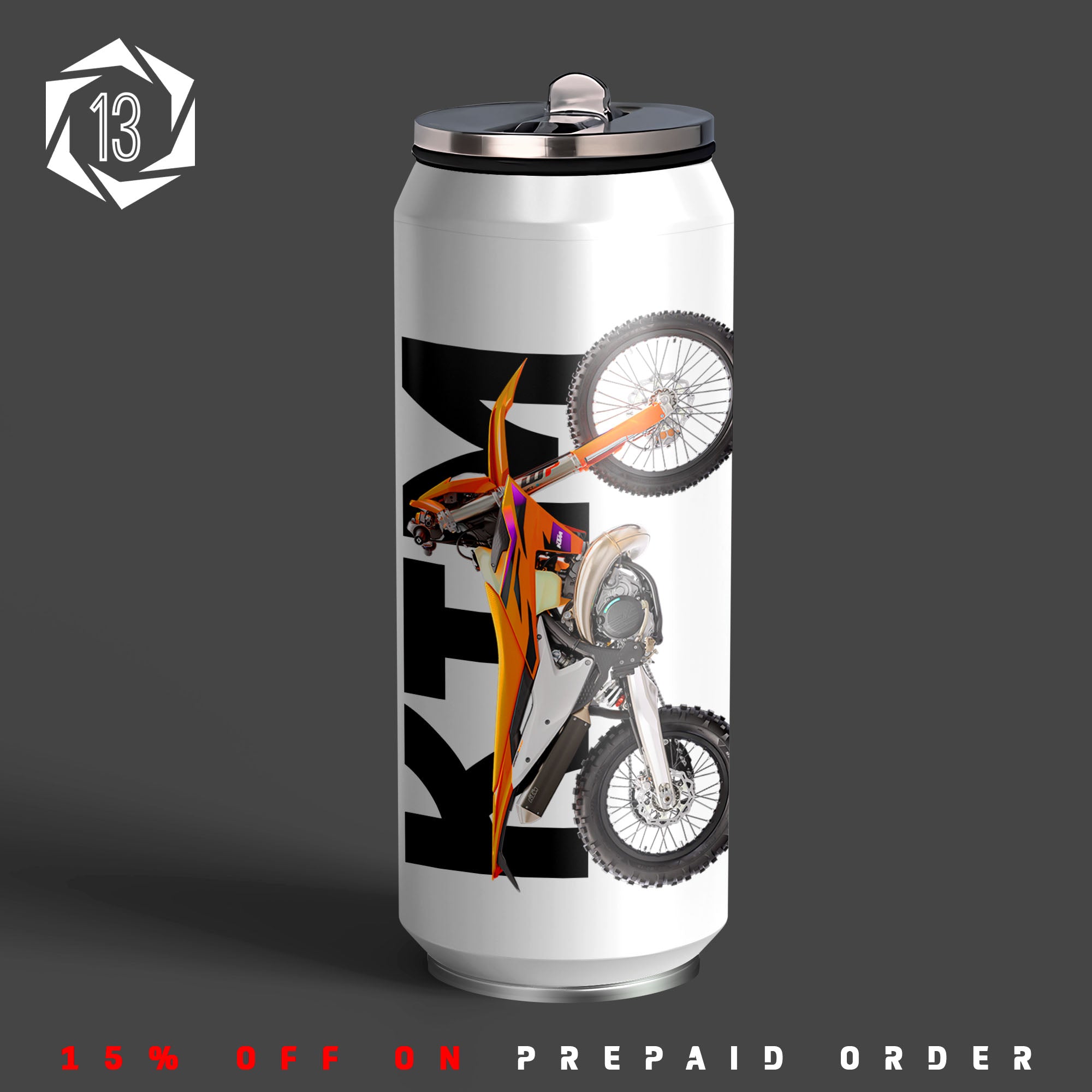 250 EXC dirt bike Inspired Art Sipper Can