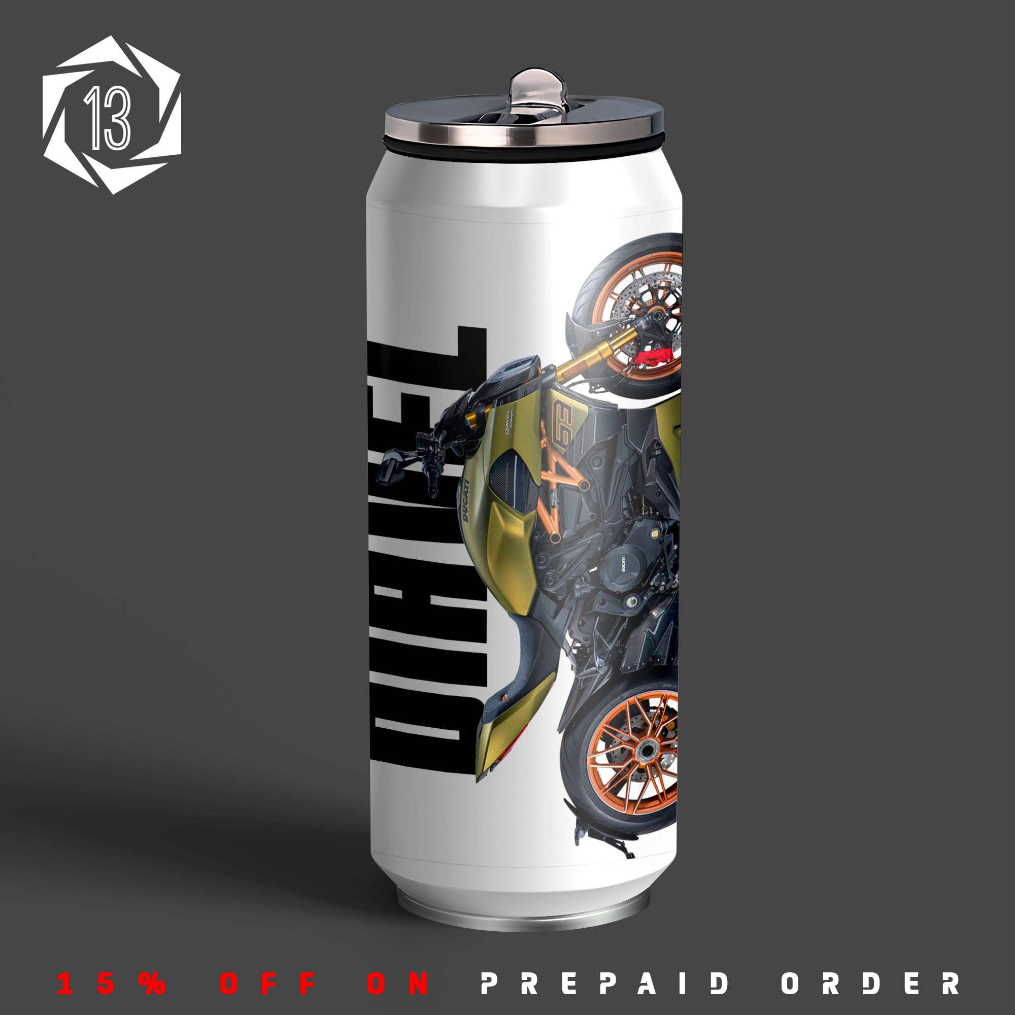 D Diavel Inspired Art Sipper Can