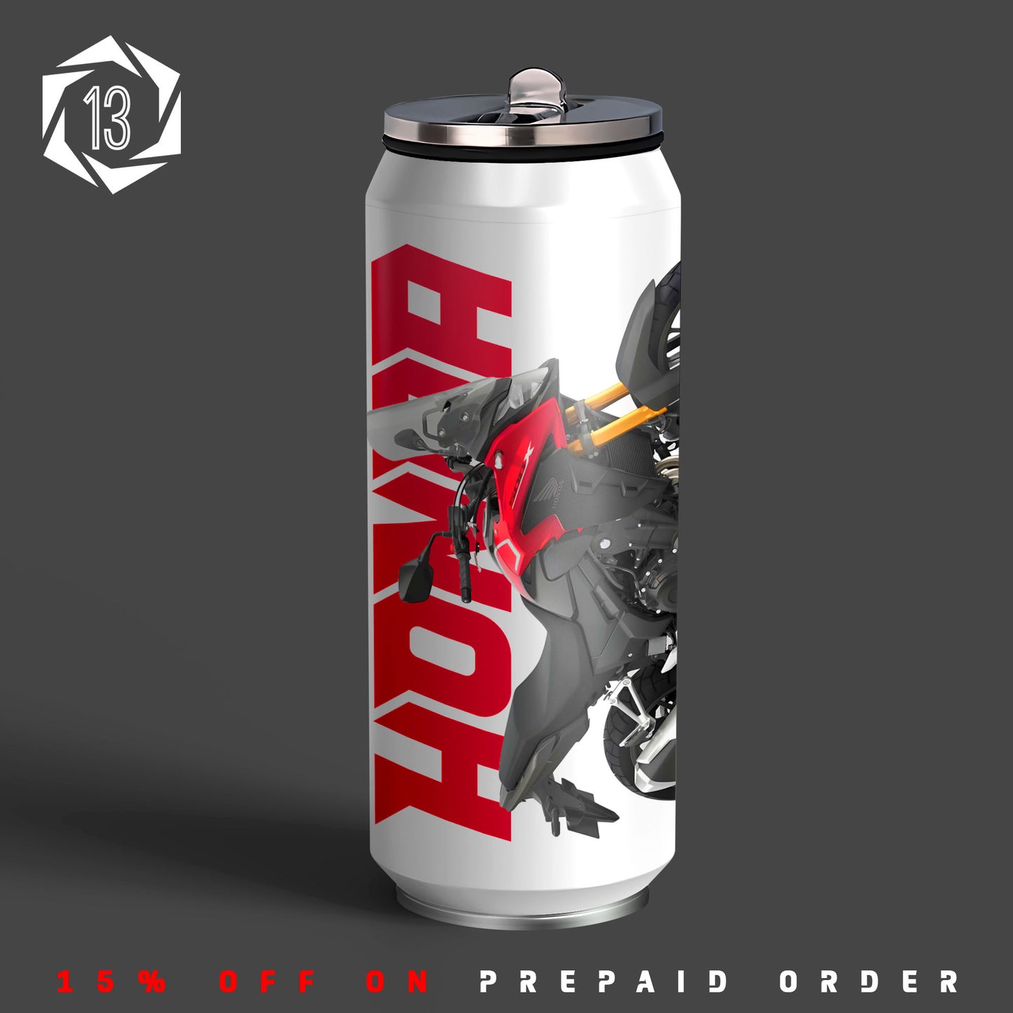 Honda CB500X Red Inspired Art Sipper Can