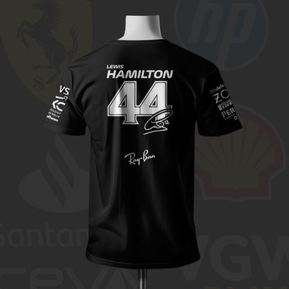 Lewis Hamilton New F1 Racing Team Edition Black Cotton T-shirt