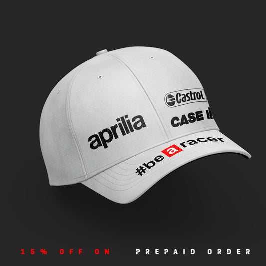 Aprilia #be a racer inspired 6 Panel White Cap