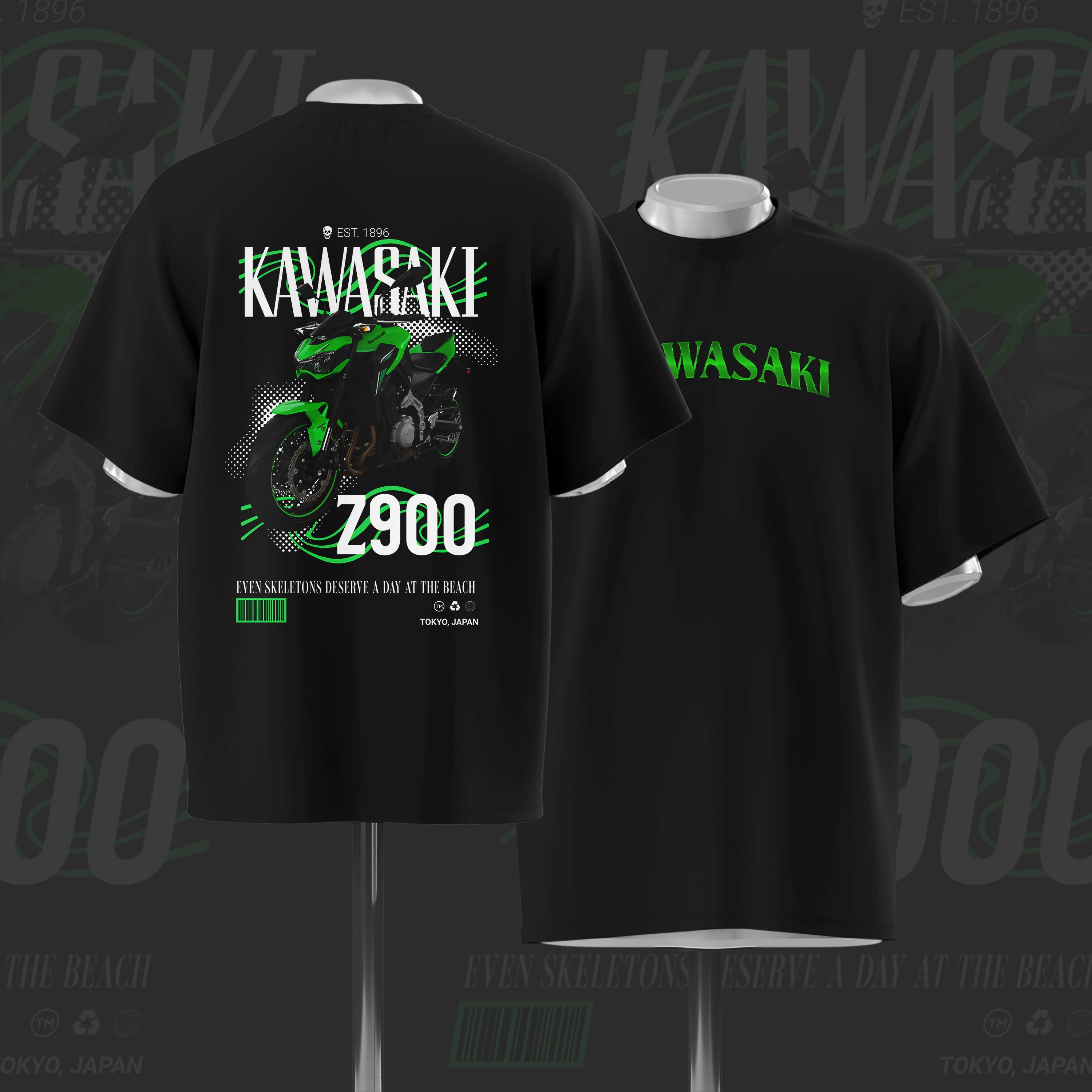 KRT Z900 Art Oversize Black Cotton T-shirt