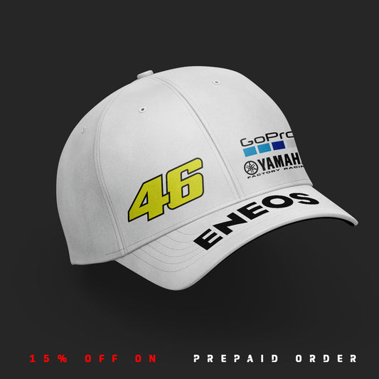 VR46 Inspired 6 Panel WHITE Cap