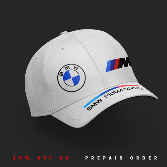 BMW Motorsport inspired 6 Panel White Cap
