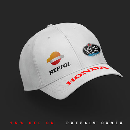 HRC racing inspired 6 Panel White Cap