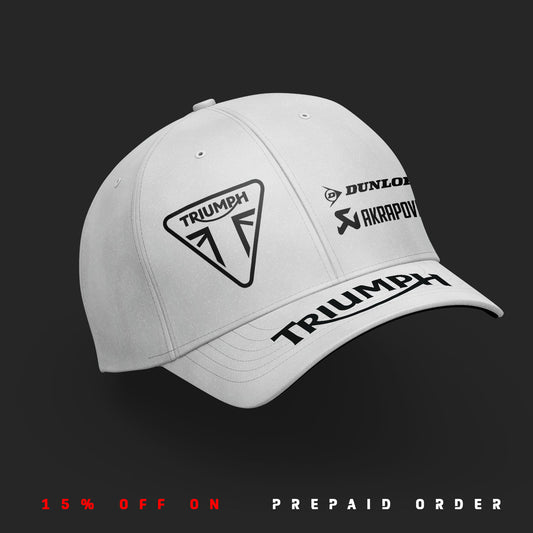 Triumph Superbike Inspired 6 Panel WHITE Cap