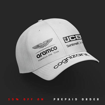 Aston Martin inspired 6 Panel White Cap