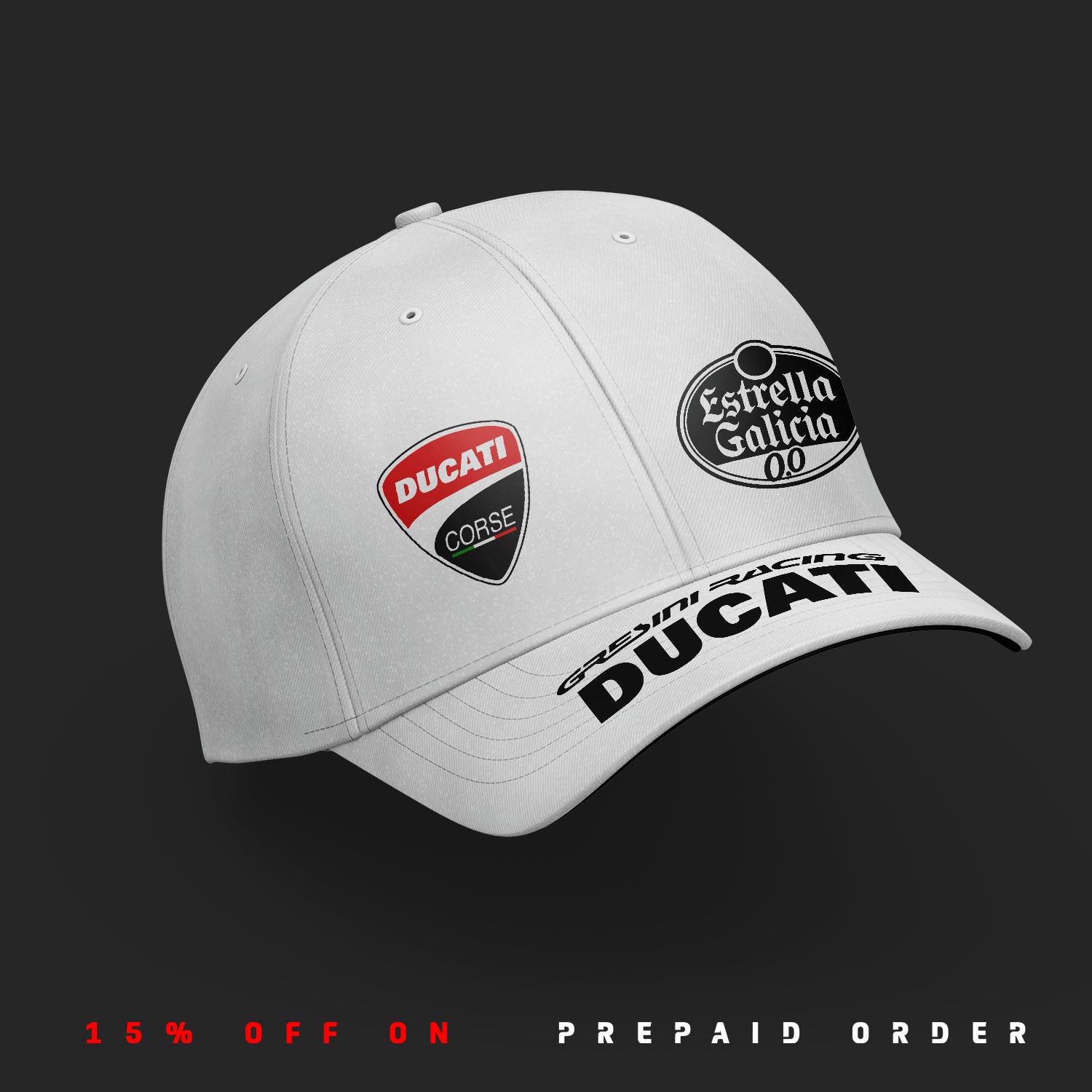 D Gresini Inspired 6 Panel WHITE Cap