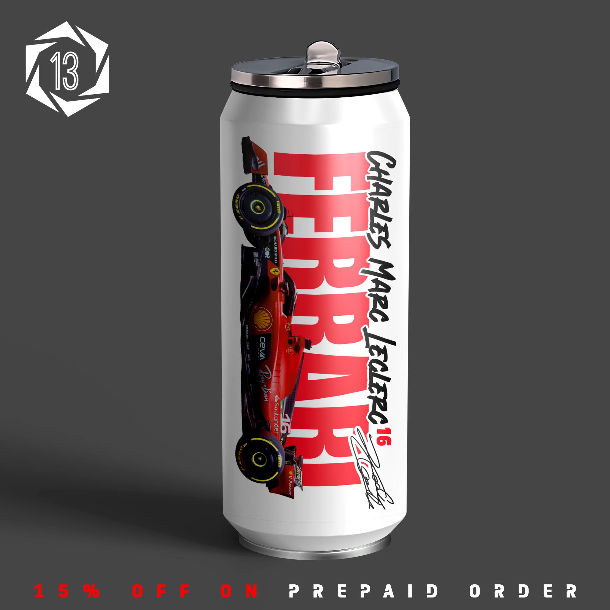 Scuderia Red F1 Racing Team Inspired Sipper Can