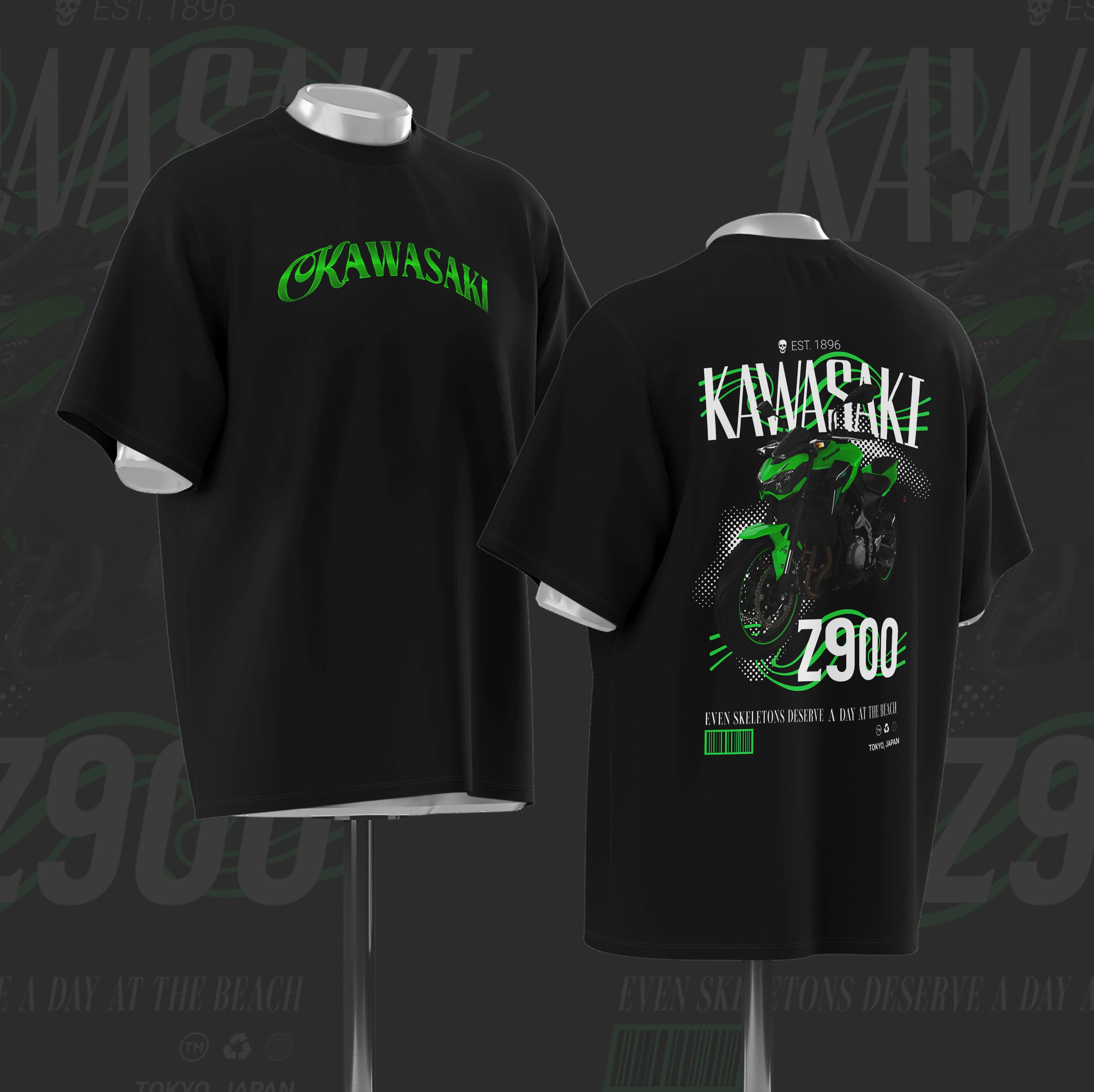 KRT Z900 Art Oversize Black Cotton T-shirt