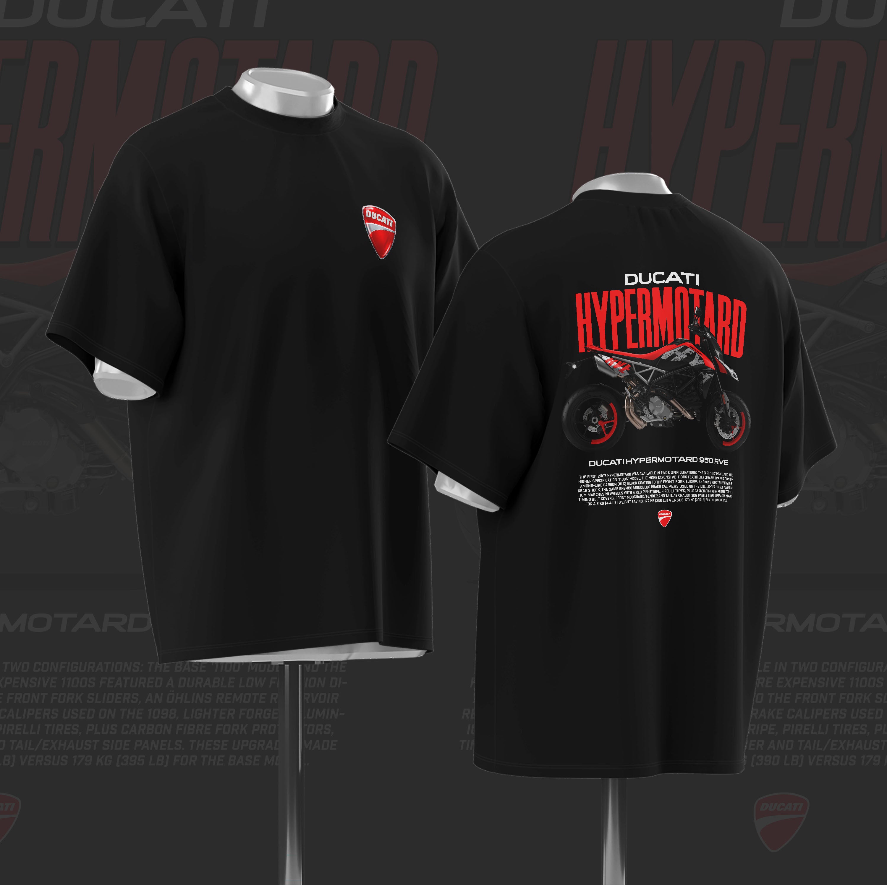 D Hypermotard Art Oversize Cotton T-shirt