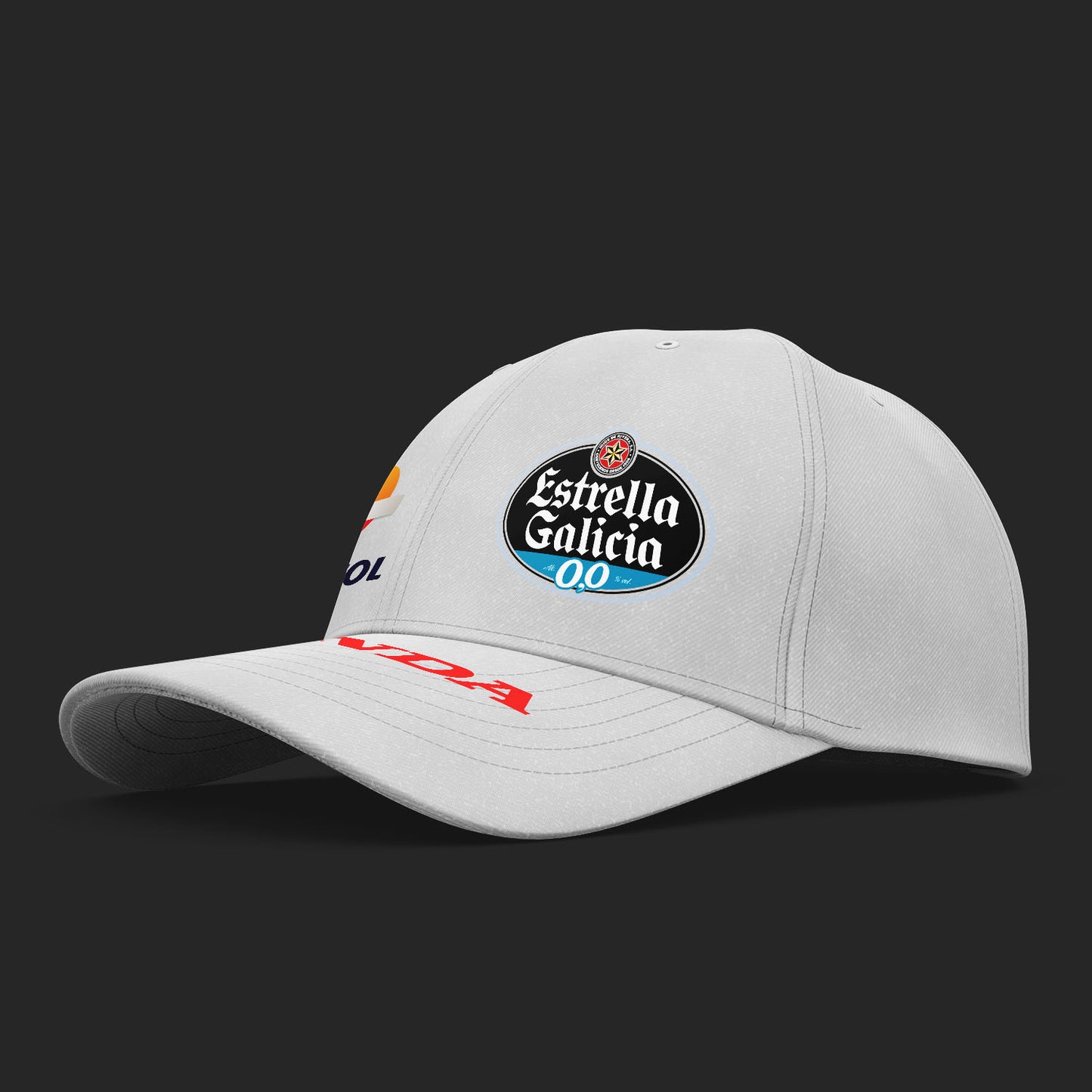HRC racing inspired 6 Panel White Cap