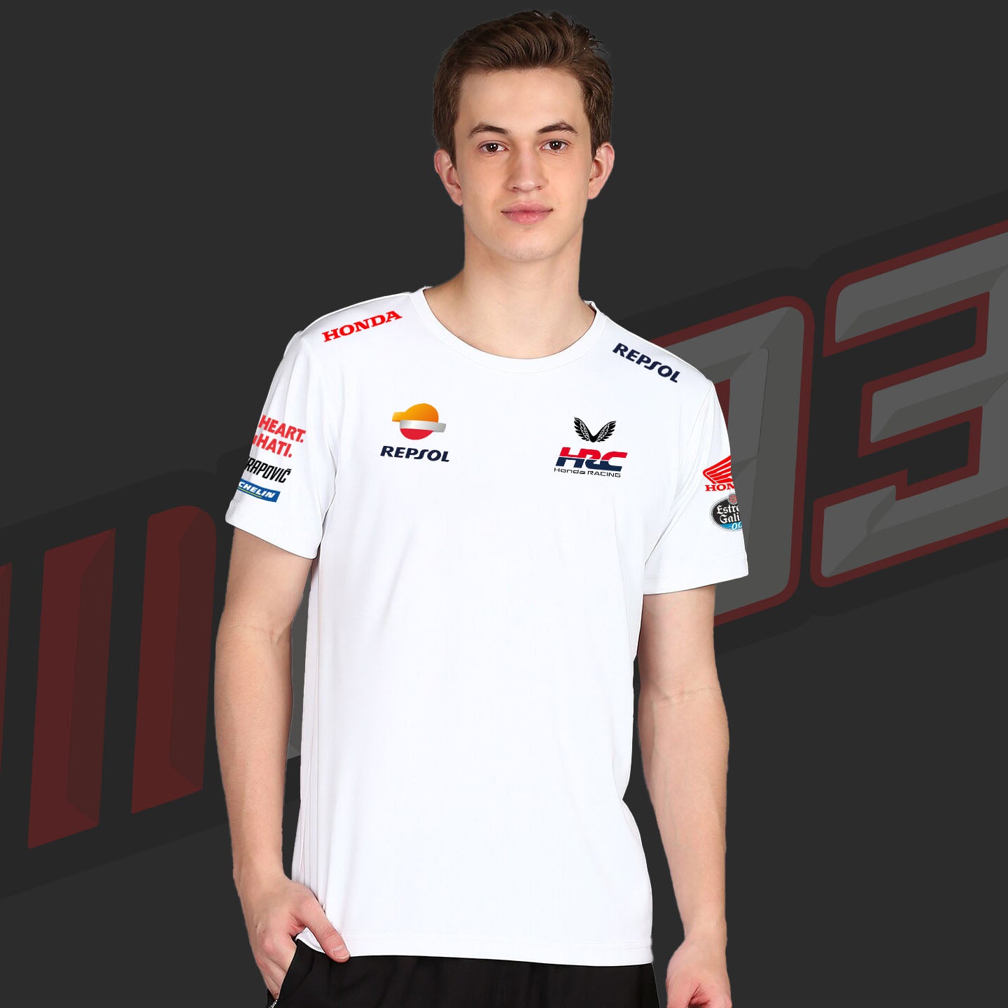 Marc Marquez Honda Moto GP Racing Team White Cotton T-shirt