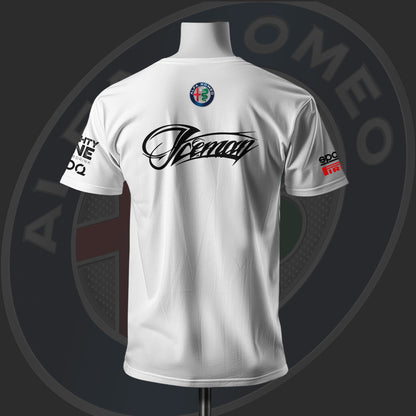 Kimi Räikkönen Alfa Romeo F1 Racing Team Inspired White Cotton T-shirt