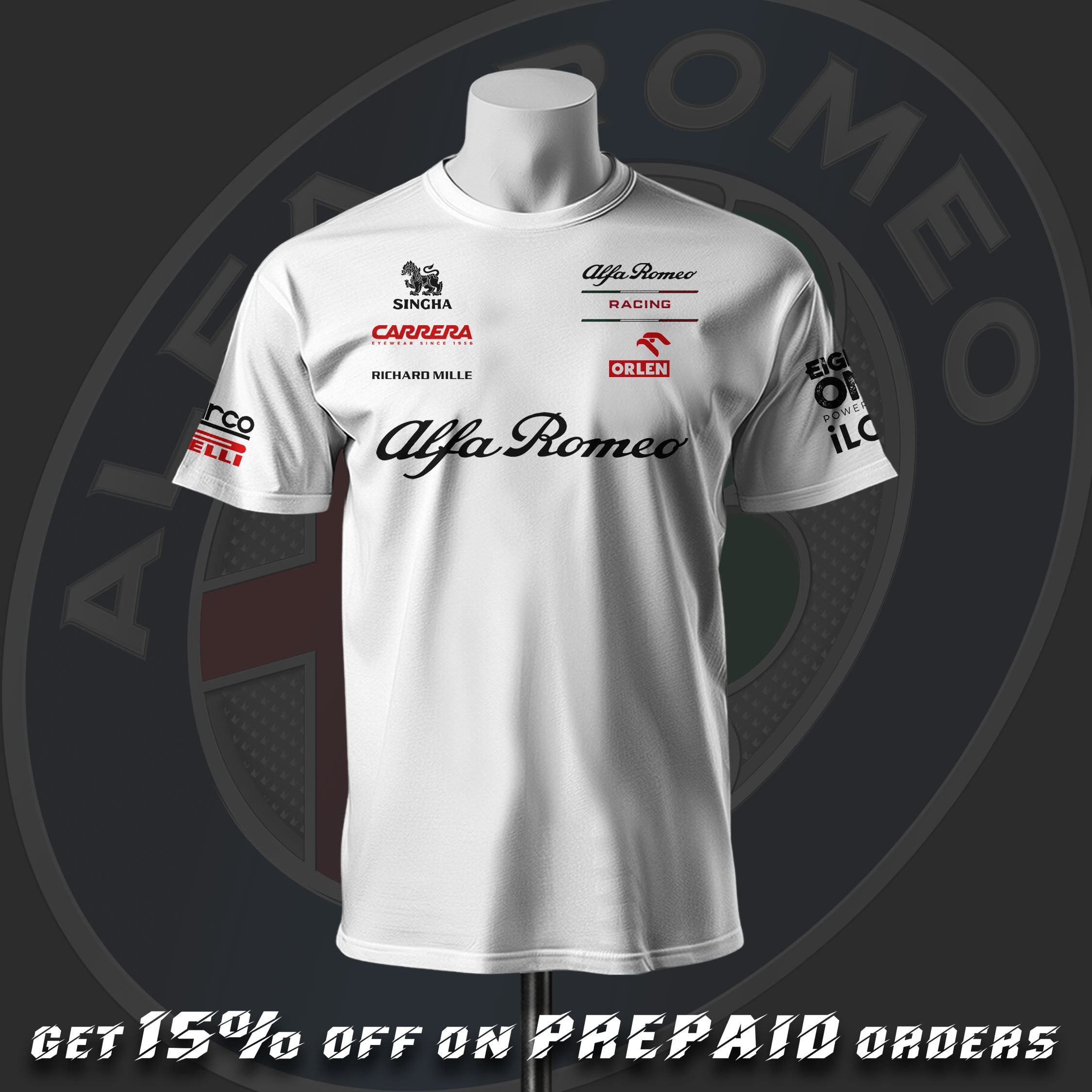 Kimi Räikkönen AR F1 Racing Team Inspired White Cotton T-shirt