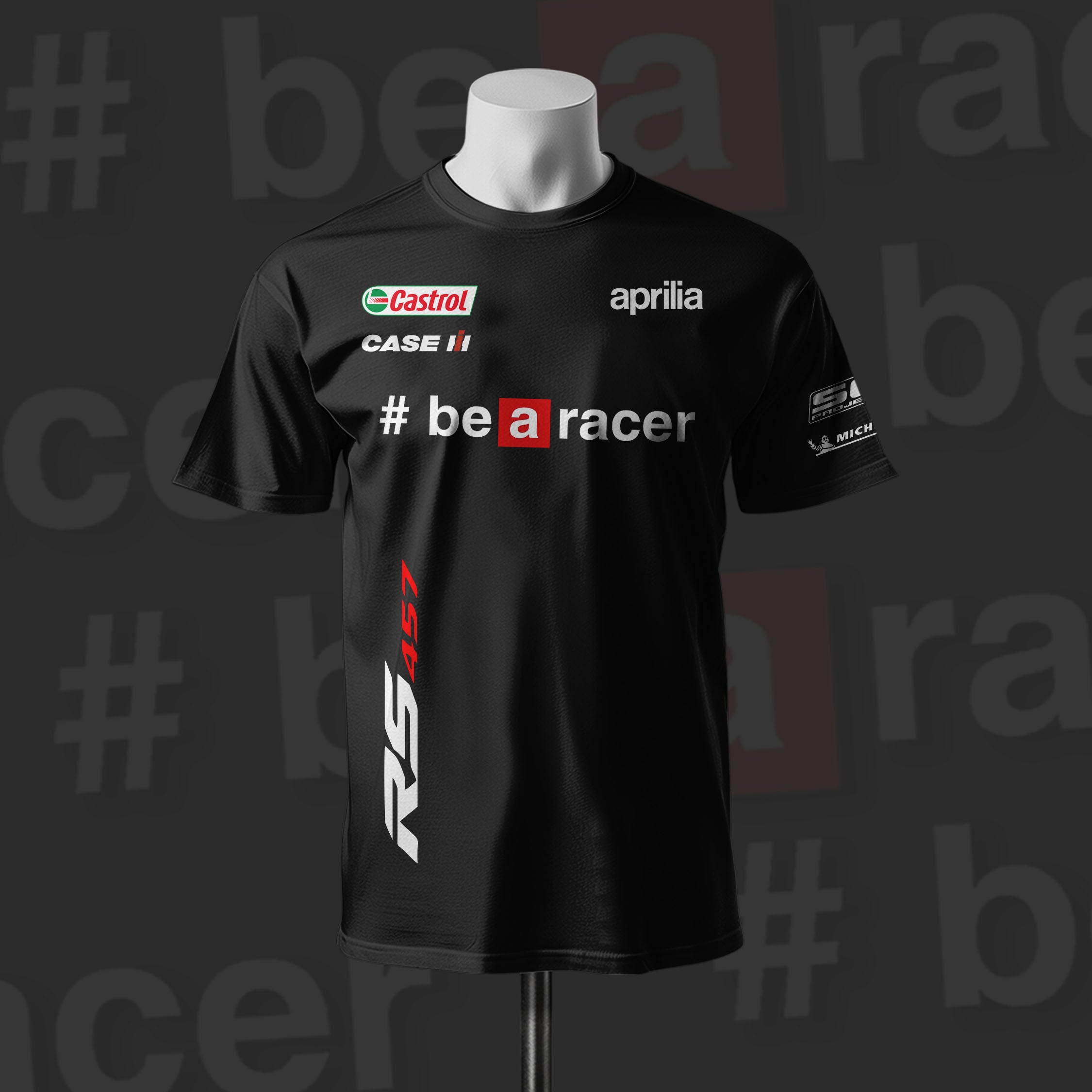 RS457 Racing Black Cotton T-shirt