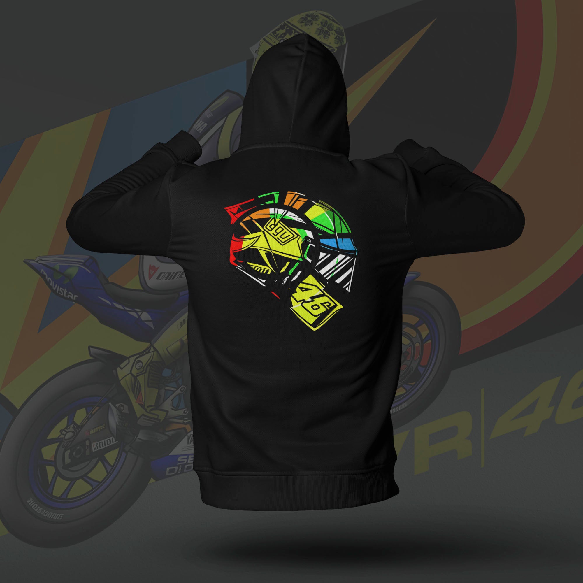 Valentino Rossi Inspired Art Black Drop Shoulder Hoodie