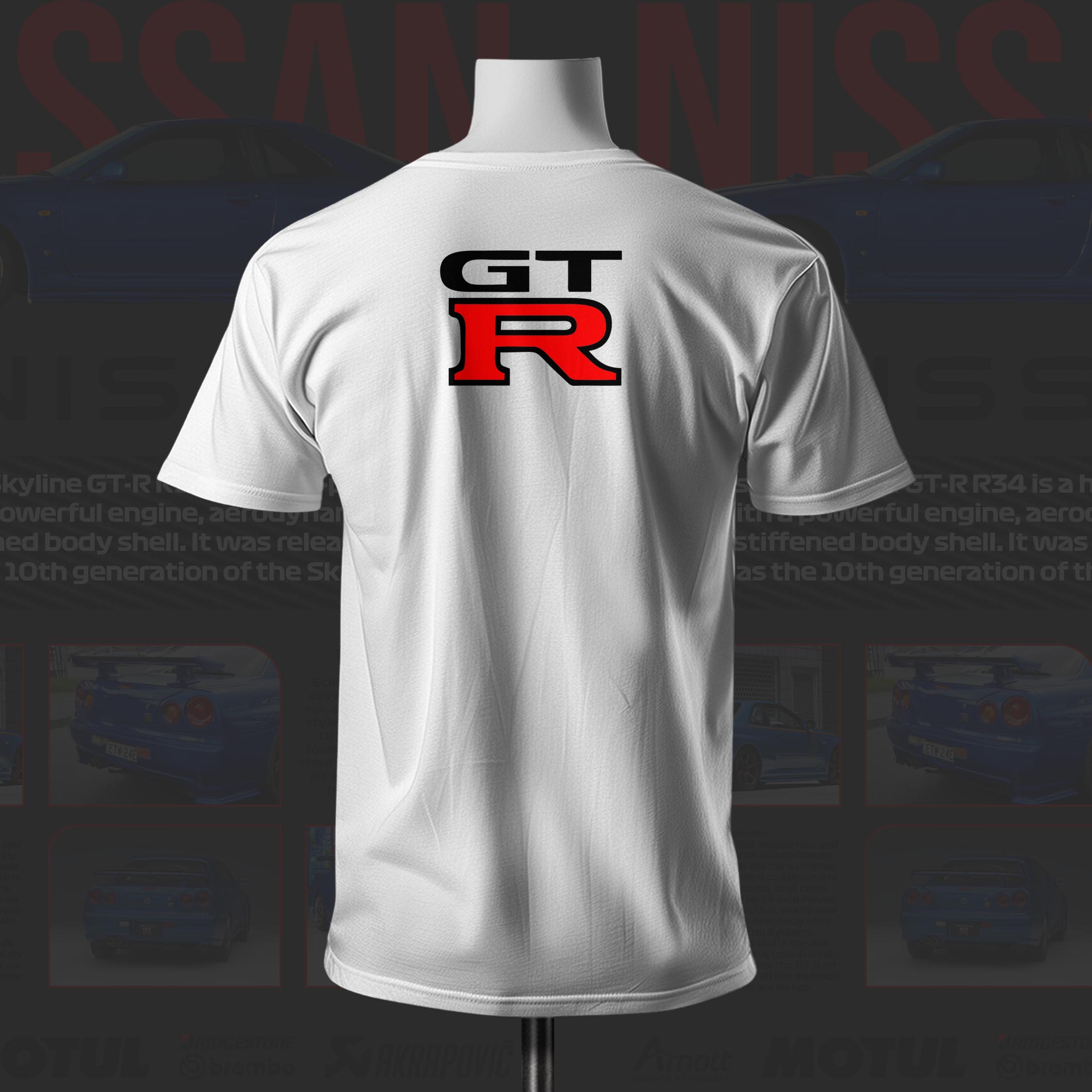 Ni GTR Inspired Art White Cotton T-shirt