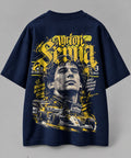 Senna Inspired Art Oversize Navy Blue Cotton T-shirt
