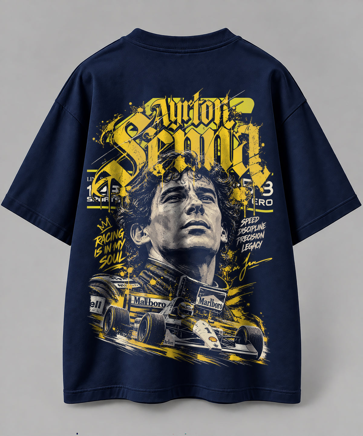 Senna Inspired Art Oversize Navy Blue Cotton T-shirt