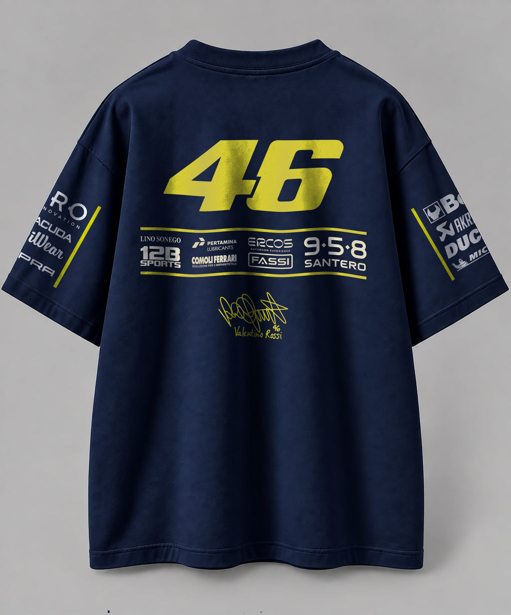 VR 46 M GP 2.0 Inspired Oversize Navy blue Cotton T-shirt