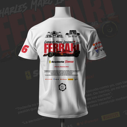 Scuderia Red Inspired F1 Art White Cotton T-shirt