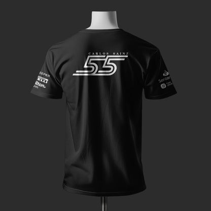 Carlos Sainz Inspired Black Cotton  T-shirt