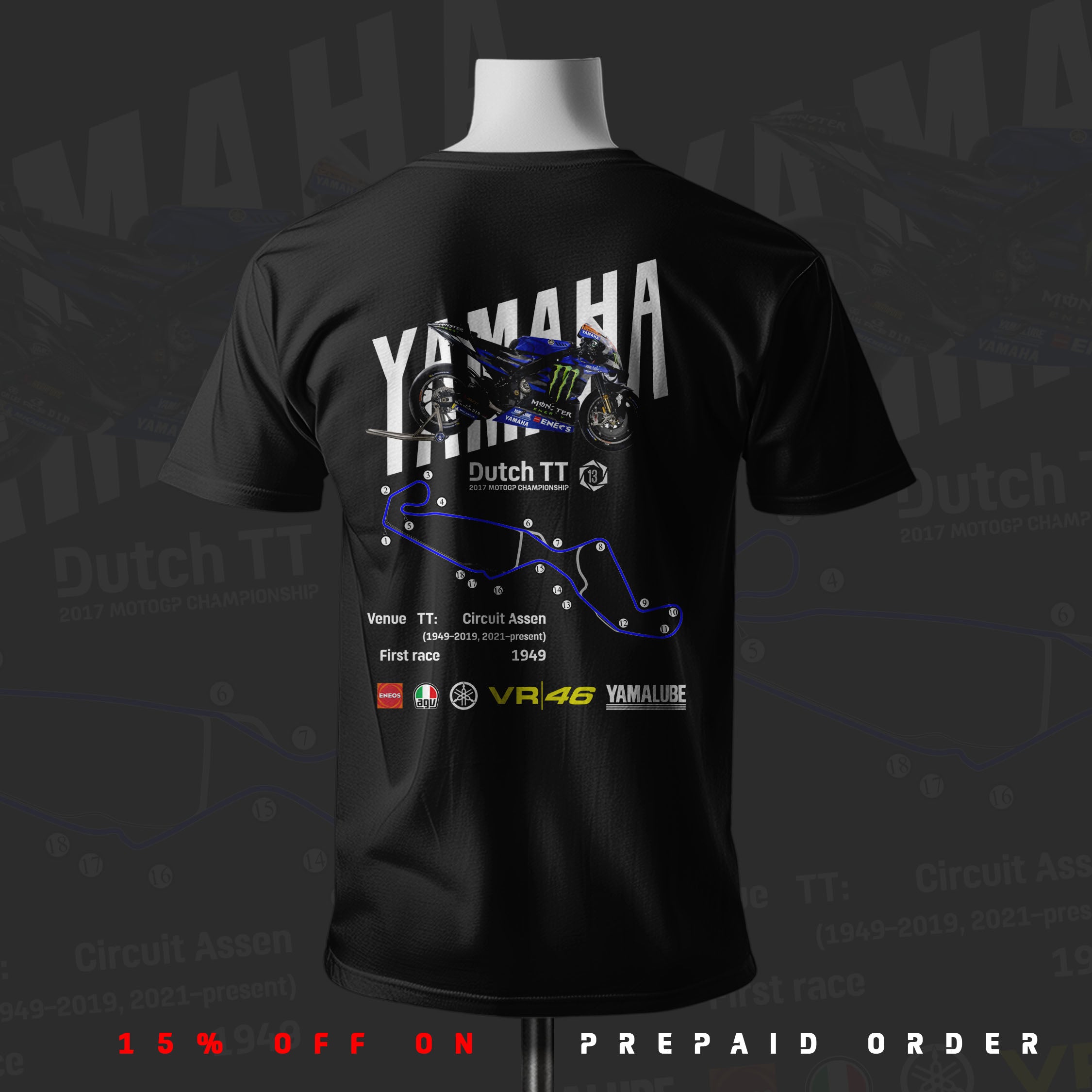 Y Dutch TT 2017 MotoGP inspired art Black Cotton T-shirt