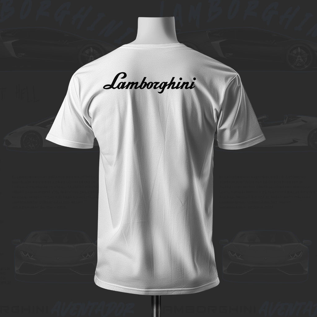 Lambo Inspired Art White Cotton T-shirt