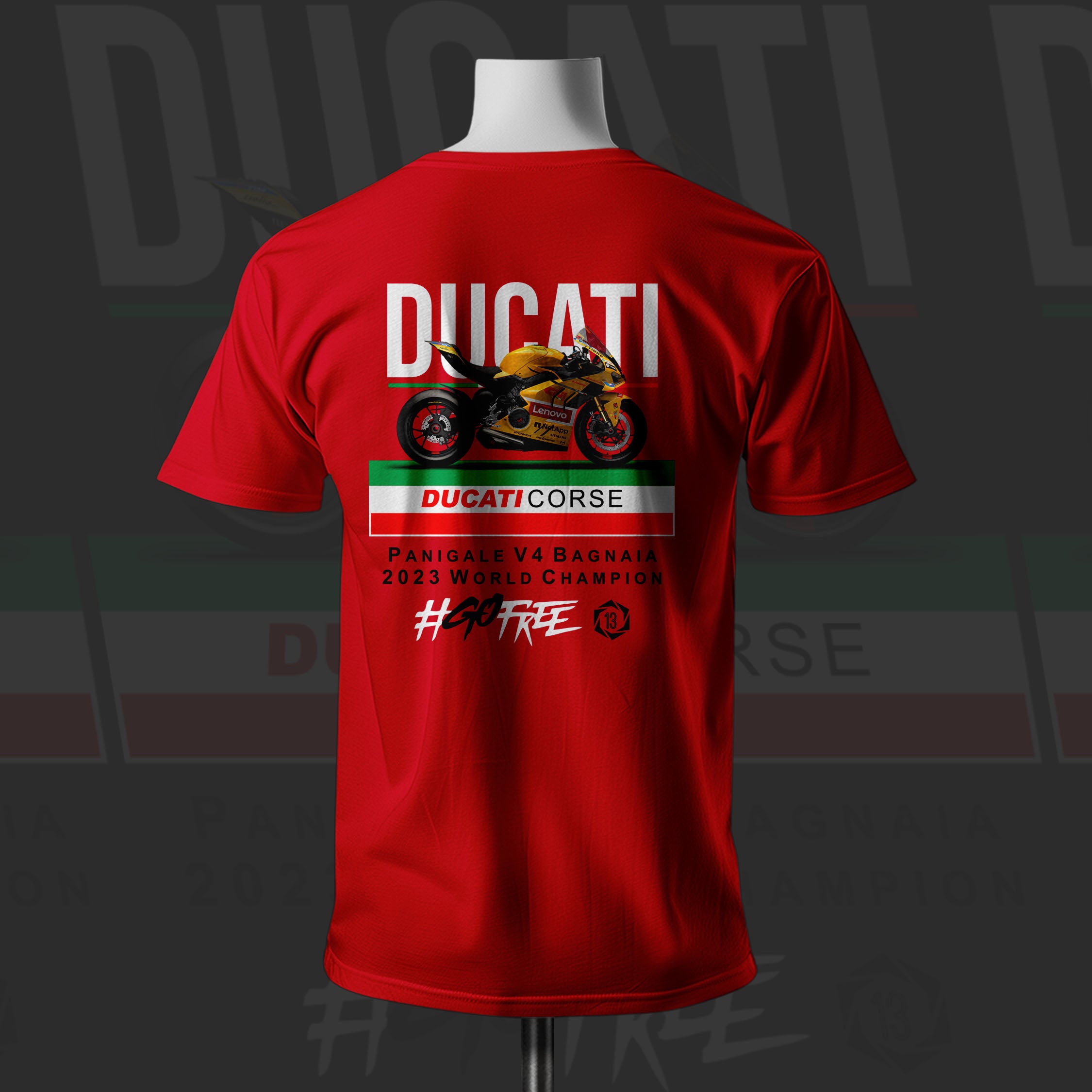 D Panigale V4 inspired Art Red Cotton T-shirt
