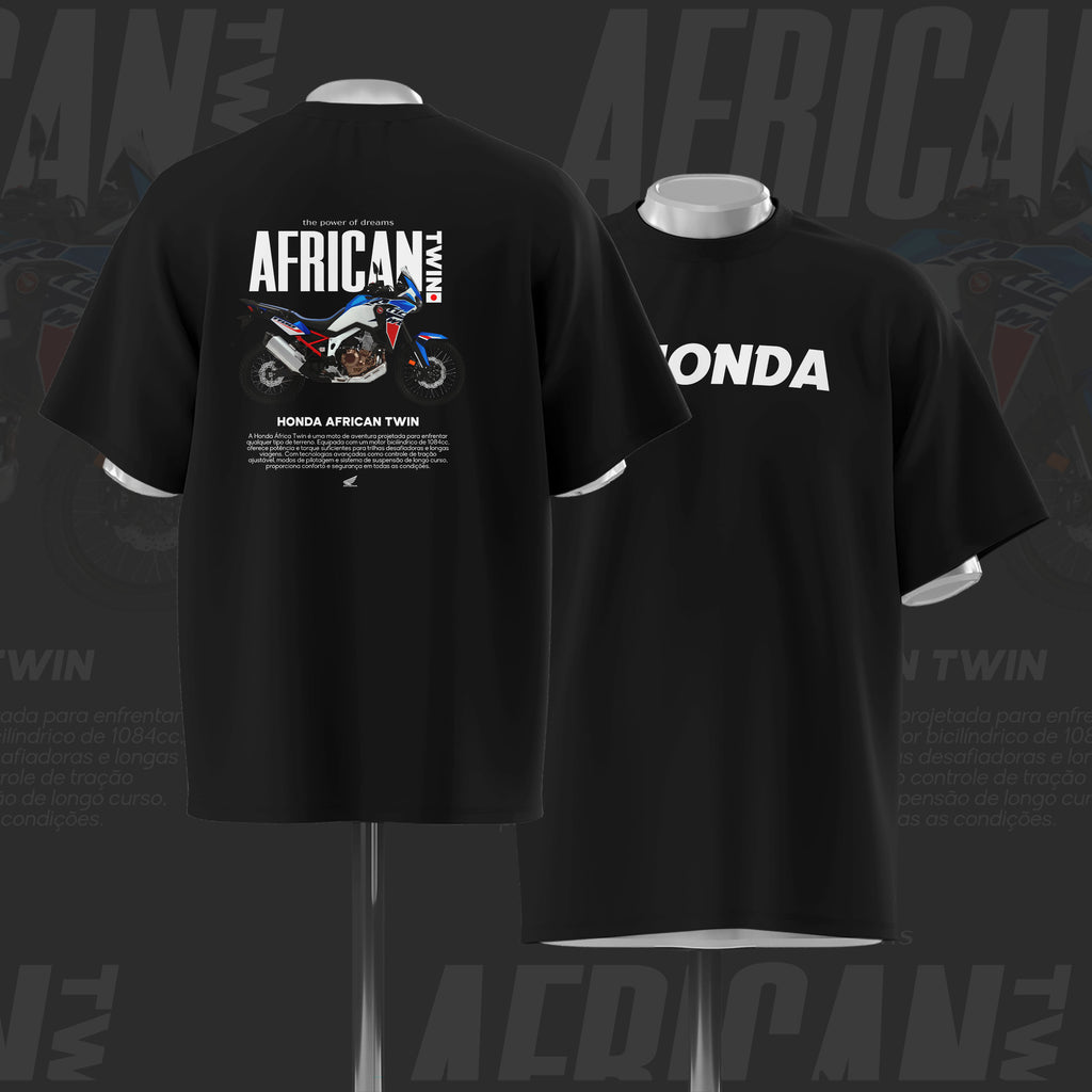 African Twin Art Oversize Black Cotton T-shirt