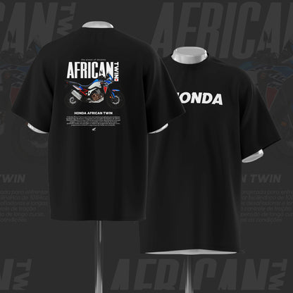Honda African Twin Art Oversize Black Cotton T-shirt
