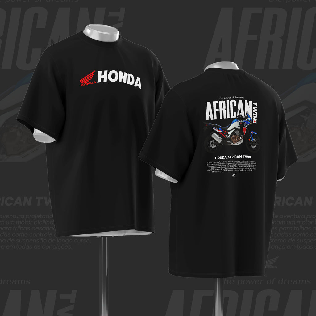 African Twin Art Oversize Black Cotton T-shirt