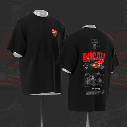 Ducati 1199 Art Oversize Black Cotton T-shirt